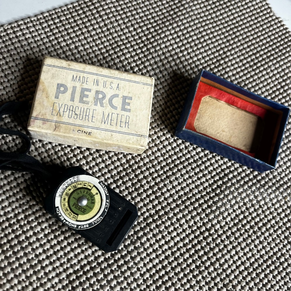Vintage Pierce Cine Exposure Meter Made in USA with Original Box Analog Light